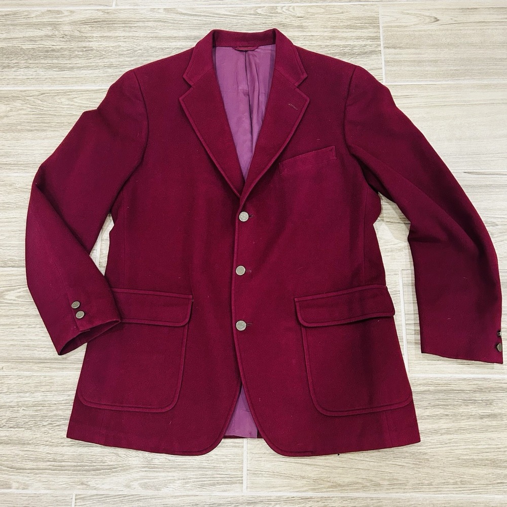 Vintage Jos A Bank Premier Collection Cashmere Blazer Sports Cranberry Men's 44